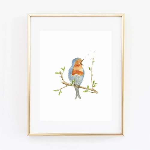 songbird watercolor wall art print – emily lex studio