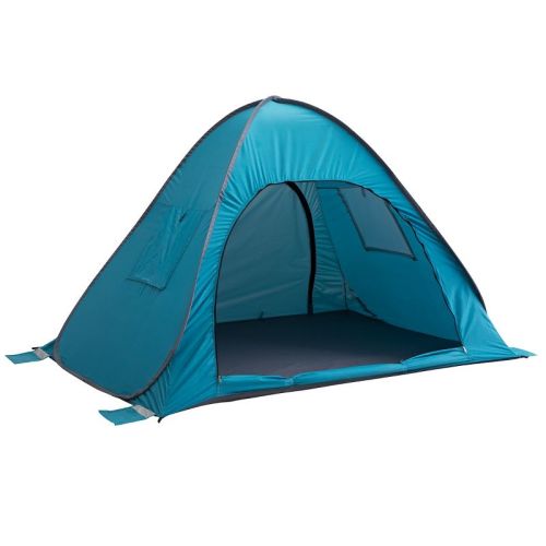 Pop Up Beach Tent With Uv Protection And Ventilation Windows – Water And Wind Resistant Double-door Sun Shelter For Outdoor Events By Wakeman (blue)