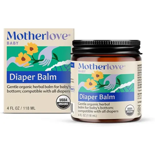 Motherlove Diaper Balm (4 oz) Organic Herbal Diaper Rash Cream—Cloth Diaper Safe, Zinc Oxide- & Petroleum-Free