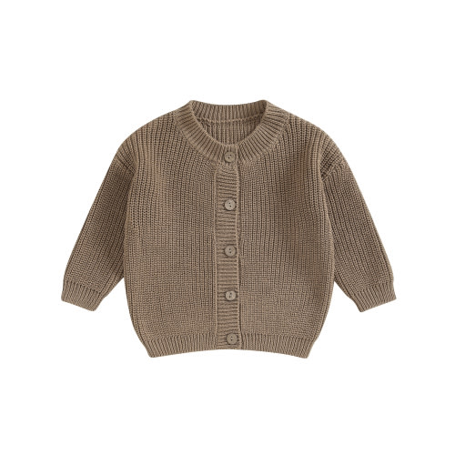 Mevireiy Baby Girls Sweater Coat Knitted Long Sleeve Button Front Cardigan Tops Outwear,Brown,0-3 Months