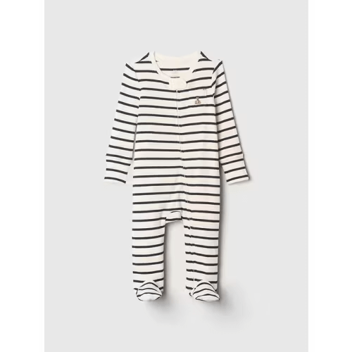 Baby First Favorites Rib Footed One-Piece in white navy stripe