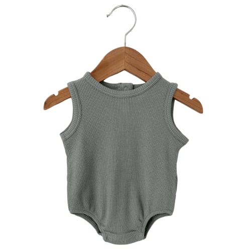 Organic Waffle Bubble Romper, Mountain Green