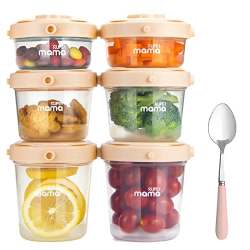 Supermama Baby Food Containers - 7 oz(6 Pack), Reusable Baby Food