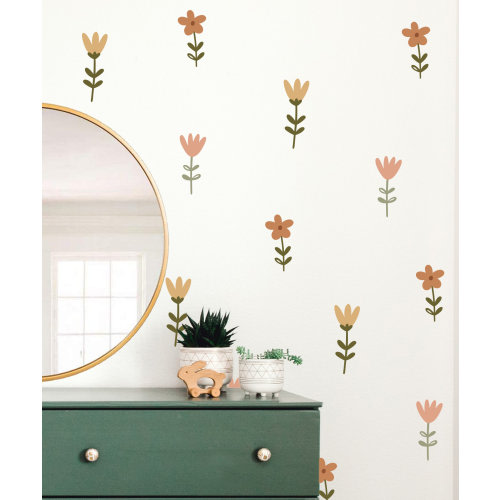 Wildflower Fabric Wall Decals, Boho Floral Decals for Girls Nursery, Flower Wall Stickers, Boho Nursery Decals, Floral Decals, Girls Room