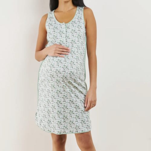 LAKE | Women | Pima Cotton Pajamas | Topiary Garden Floral Maternity Tank Gown