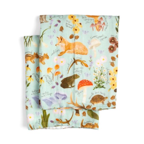 Flora & Fauna Baby Burp Cloths – Muslin Set of 2 - 1canoe2