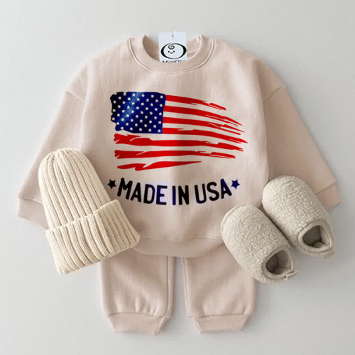 MADE IN USA Baby Flag Sweatshirt 2-piece Set
