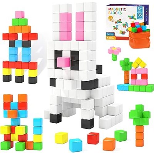Magnetic Blocks, Toddler Toys for 3 4 5 Year Old Boys Girls, Building Stem Preschool Learning Magnet Sensory Toys for Kids,Classroom Must Haves Christmas Toys Birthday Gifts for Kids 3+…