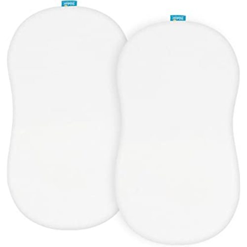 100% Cotton Bassinet Sheets Compatible with Halo Bassinest Swivel, Flex, Glide, Premiere & Luxe Series Sleeper, 2 Pack, Ultra Soft Bassinet Sheet for Baby, White