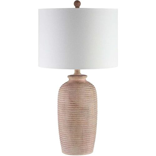 SAFAVIEH Lighting Collection Kensen Farmhouse Sandy Pearl 27-inch Bedroom Living Room Home Office Desk Nightstand Table Lamp (LED Bulb Included)