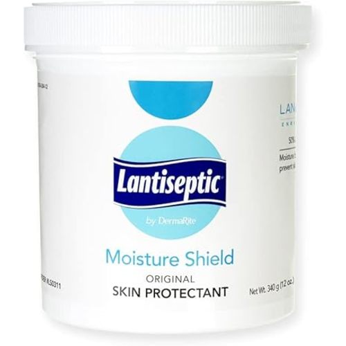Lantiseptic Moisture Shield Original Skin Protectant – 50% Lanolin Enriched Skin Protectant Barrier Cream for Incontinence – Paraben Free, 1 Jar, 12oz