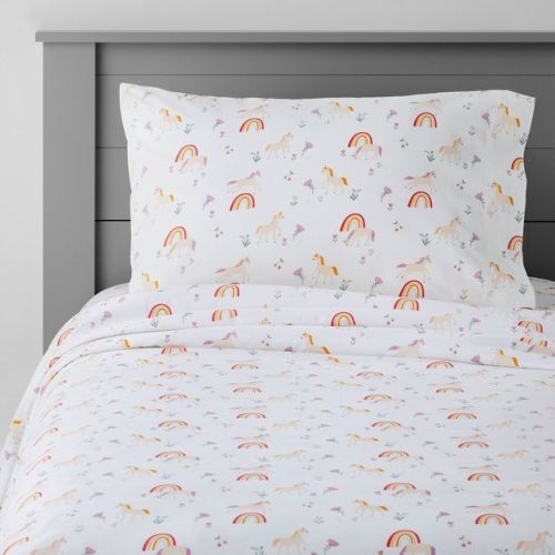 Full Unicorn Cotton Kids' Sheet Set - Pillowfort™: Full Size, Unicorn Bedding, Toddler Bedding, Oeko-tex Certified