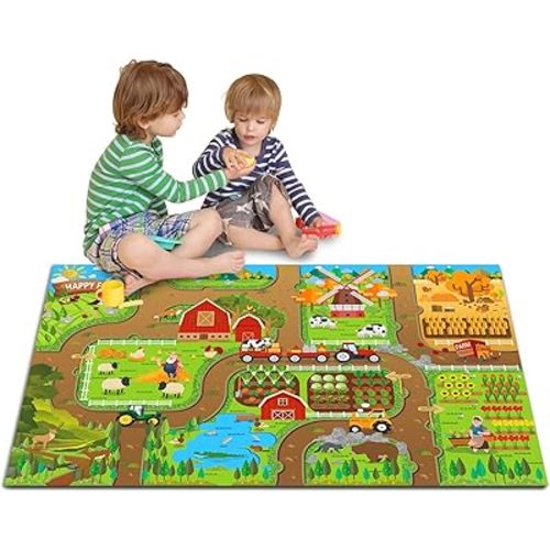 Oriate Kids Toy Dream Mat Happy Farm Activity Playmat, Parent-Child Interaction Game Rug, Ideal Children's Educational Floor Mats for Bedroom Playroom Play and Learn 552-F