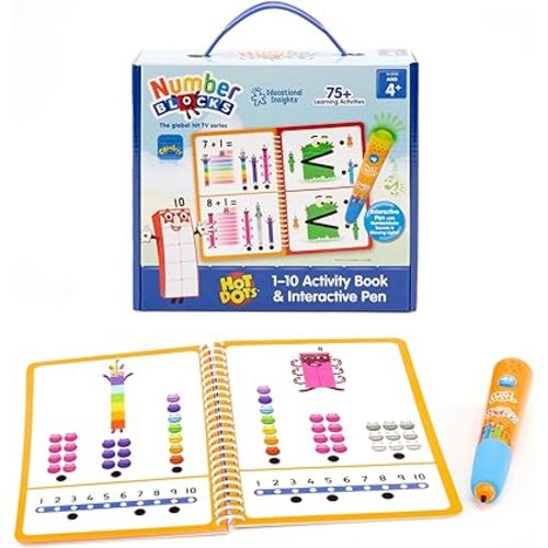Educational Insights Hot Dots Numberblocks Workbook Numbers 1-10 with Interactive Pen, 75+ Activities, Easter Basket Stuffer, Gift for Kids Ages 4+