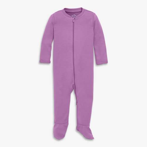 Baby organic zip footie - Lavender / Size NB
