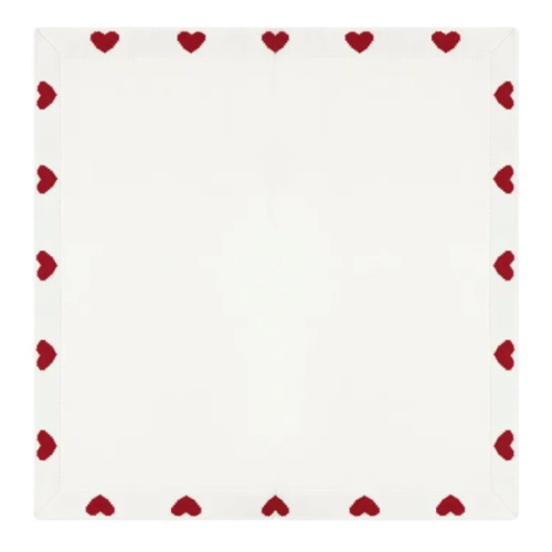 Organic cotton hearts knitted blanket | Ecru