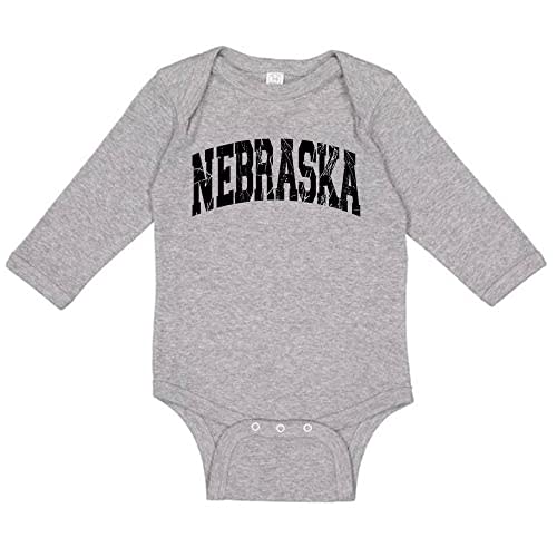 Distressed Nebraska Collegiate Long Sleeve Baby Infant Bodysuit