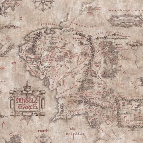 RoomMates Lord of the Rings Parchment Middle Earth Map Kids' Peel and Stick Wallpaper