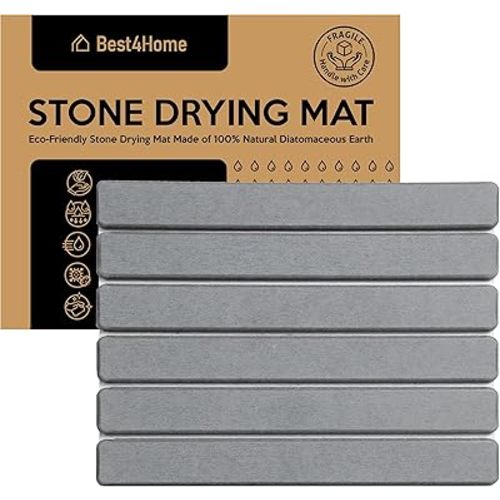 Stone Drying Mat for Kitchen Counter - Grey 12x16In Dish Drying Mat - Foldable Diatomite Stone Dish Rack - Absorbent Diatomaceous Earth Non-Slip Tray for Bathroom