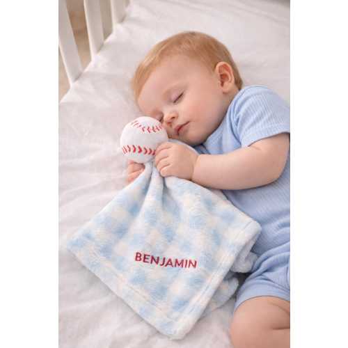 Personalized Baseball Baby Lovey Baby Shower Gift, Custom Name Security Blanket, Sports Theme Present