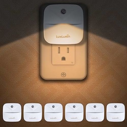 LED Night Light, Lights Plug into Wall with Dusk-to-Dawn Sensor, Automatically Turn on and Off,Night Light for Kids,Bedroom,Bathroom,Stairs,Warm White, 6 Packs