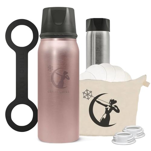 Free The Moms Starter Kit, Breastmilk Chiller Reusable Storage Container and Accessories by CERES CHILL | Keeps Milk Safe for up to 20 Hours | Connects w/Major Pumps (La Vie en Rose Gold)