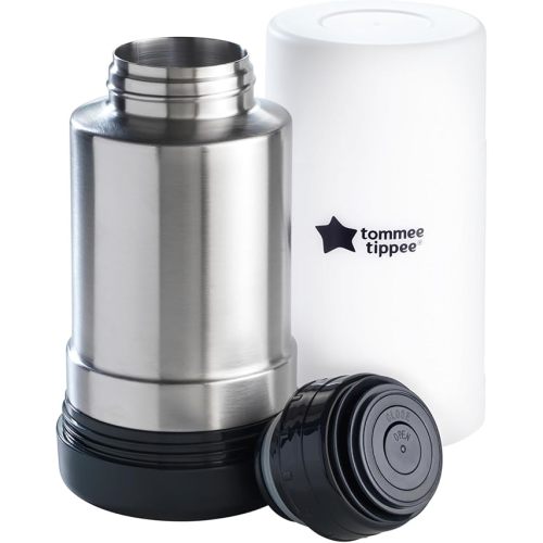 Tommee Tippee Portable Travel Baby Bottle and Food Warmer, Thermal Insulation, Stainless-Steel Flask with Leak-Proof Lid