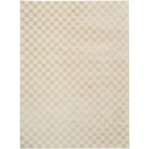 Nourison Serenity Home Checkered Indoor Area Rug Beige 2'2" X 7'6