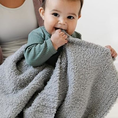 SARANONI Bamboni Luxury Baby Blanket, Breathable & Soft Plush for Infant Boys & Girls (Gray, Mini 15” x 20”)