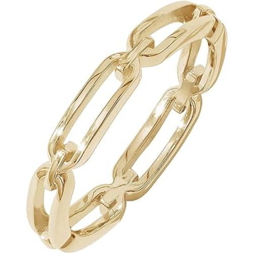 Amazon Essentials 14K Gold or Rhodium Plated Sterling Silver Chain Link Band Ring