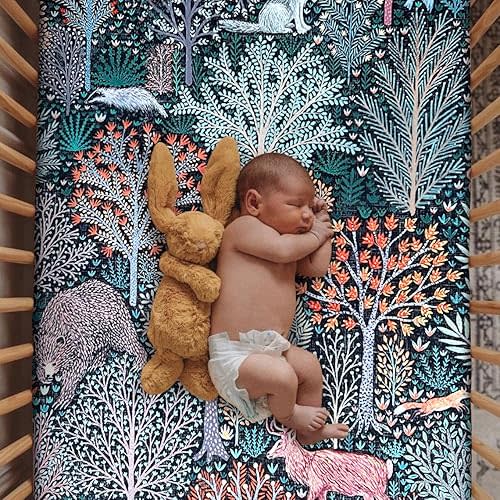 Soft Fitted Crib Sheet, Stretchy and Breathable Toddler Crib Sheet for Boys and Girls, Fits Standard Crib and Toddler Mattress (Jungle Animals)