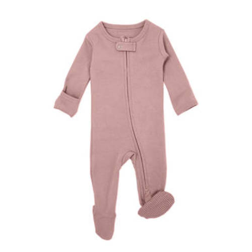 Organic Zipper Footie in Mauve - L'ovedbaby