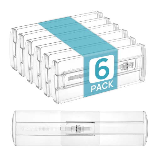 Vtopmart 6 Pack Drawer Dividers for Clothes, Adjustable 4" High Expandable from 10.6"-17" Clear Dresser Drawer Organizer