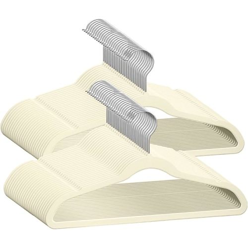 50 Premium Baby Velvet Hangers - 11.8" Non-Slip, Ultra-Slim Space-Saving Children Closet Hangers - 360° Swivel Hook, Strong & Durable Infant & Toddler Clothes Hangers for Wardrobe - Ivory