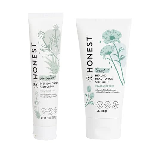 The Honest Company Head to Toe Multi-purpose Healing Ointment + Diaper Rash Cream Bundle | Hypoallergenic + Cruelty Free | 5 oz, 2.5 oz