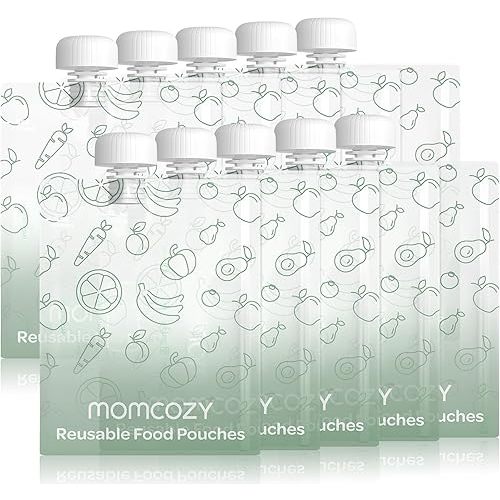 Momcozy Reusable Baby Food Pouches for Toddlers,BPA Free Plastic,Food Safe,Freezer Safe,Refillable for Applesauce Yogurt & Puree Squeeze Pouch,10 packs,5oz