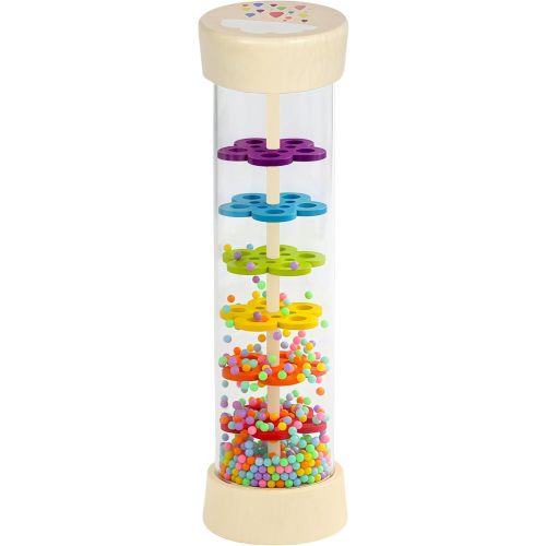 Wooden Rain Stick Montessori Toys for Babies 6-12 Months, Rain Sticks for Kids, Baby Rattle Sensory Developmental Musical Toy with Calming Rain Sounds, Toddler Educational Gift for 1 Year Old - 7.7"