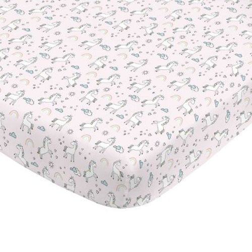 Nojo Super Soft Pink Unicorn Nursery Mini Crib Fitted Sheet : Target