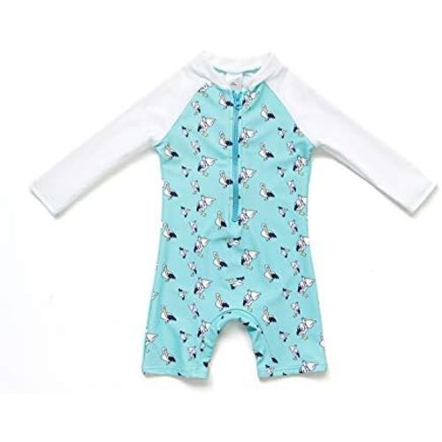 Baby Boy Sunsuits UPF 50+ One Piece L/S Swimsuits with Sun Hat
