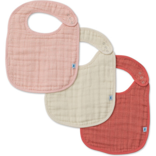 Cotton Muslin Classic Bib 3 Pack, Rose Petal - Little Unicorn Bibs | Maisonette