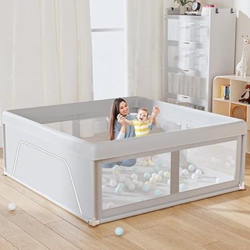 Baby Playpen 42x42 Inch, PlayPen for Babies and Toddlers Baby Fence Baby Play Yards for Indoor & Outdoor with Breathable Mesh Anti-Fall Playpen