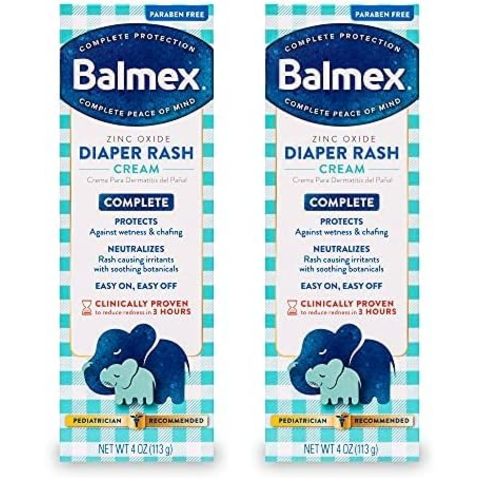 Balmex Complete Protection Baby Diaper Rash Cream with Zinc Oxide + Soothing Botanicals, 4 Ounce (Pack of 2)