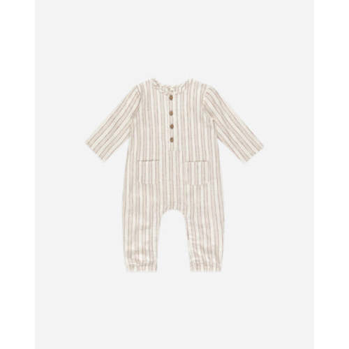 Long Sleeve Woven Jumpsuit || Stone Stripe
