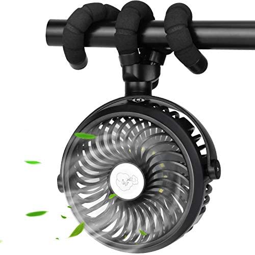 TDONE Stroller Fan Mini Portable Fan USB Personal Fan Long Working Handheld Fan 12pcs LED Camping Fan Batterry Operated Fan Clip on Fan for Stroller Travel