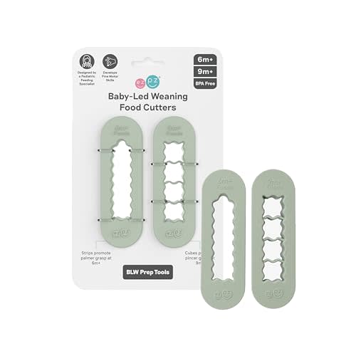 ezpz Baby Led Weaning Food Cutters | 2 Pack | For Ages 6 Months to 9 Months + (Sage)
