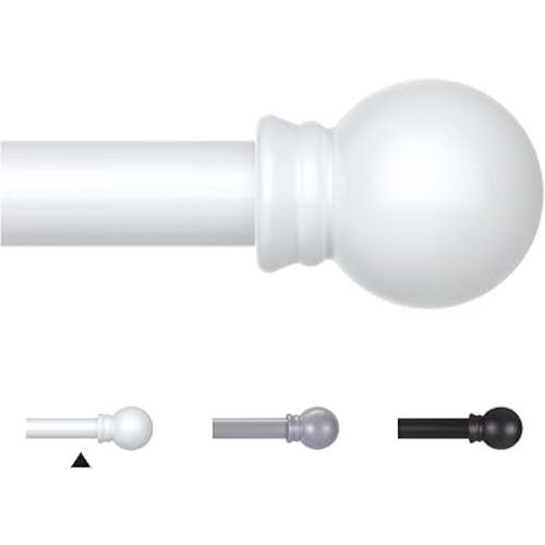 Curtain Rods for Windows 48 to 84-92 Inch, White, Stainless Steel Rods for Bedroom, Living Room, Kitchen, Farmhouse, Outdoor