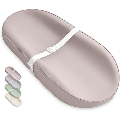 Blissful Diary Vegan Leather Baby Changing Pad with Waterproof & Wipe-Clean PU Cover, Avocado Size Cozy Diaper Changing Pad for Dresser and Table, Taupe