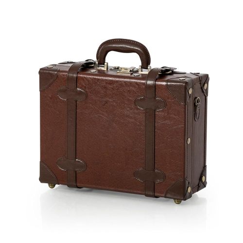 COTRUNKAGE 16" Carry On Suitcase Cute Pu Overnight Vintage Trunk Luggage Bag for Women with Strap, Caramel Brown
