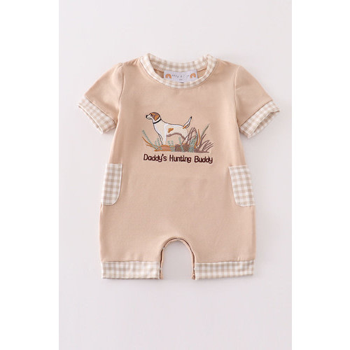 Daddy's hunting buddy with embroidery puppy dog boy romper