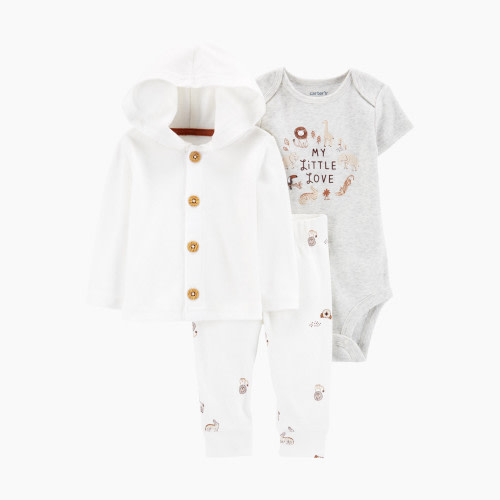 Carter's 3-Piece Little Love Cardigan Set - Safari/Brown, 9M